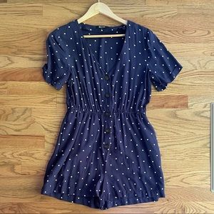 Madewell Button Front Day Romper - Polka Dot